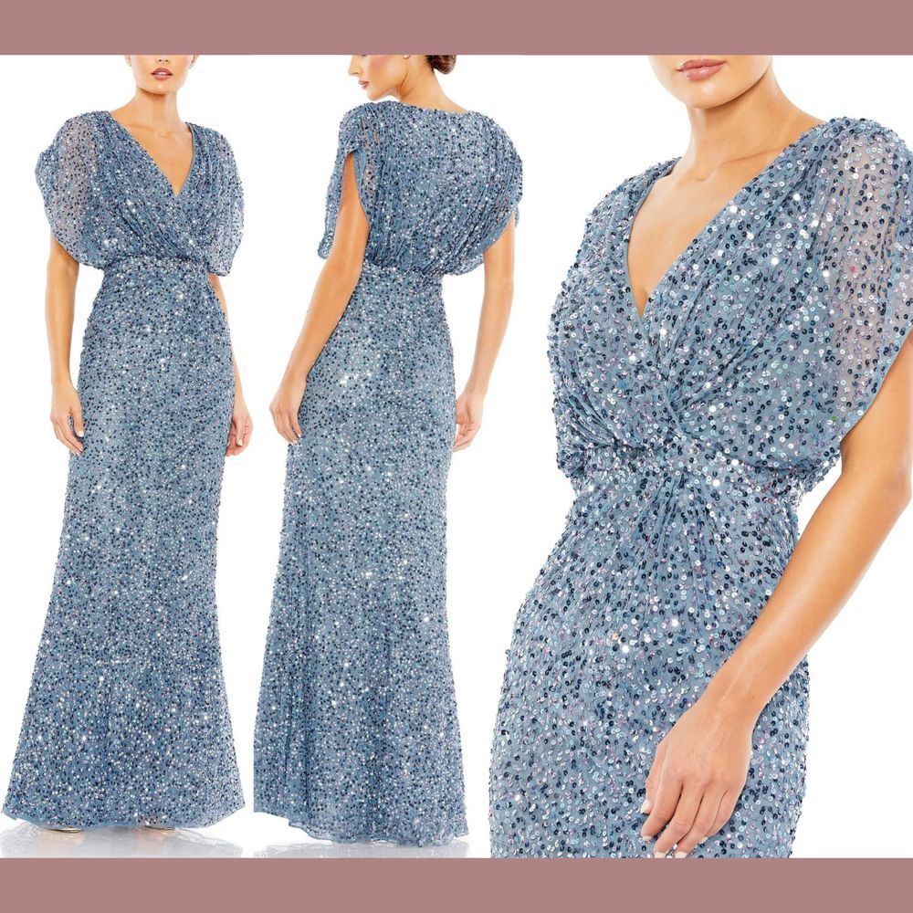 Mac Duggal Blue Sequin Wedding Dress